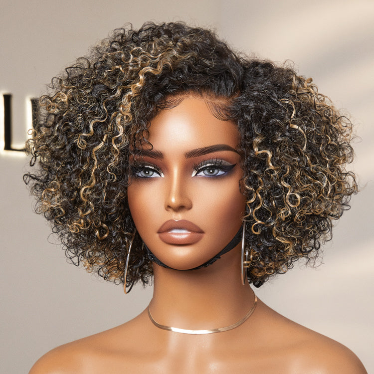 Alisanda Trendy Short Cut Curly Minimalist HD Lace Glueless Side Part Wig 100% Human Hair