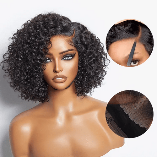 Alisanda Trendy Short Cut Curly Minimalist HD Lace Glueless Side Part Wig 100% Human Hair