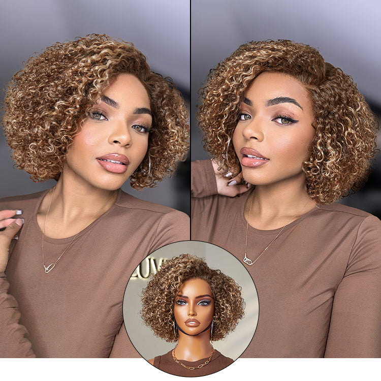 Alisanda Trendy Short Cut Curly Minimalist HD Lace Glueless Side Part Wig 100% Human Hair