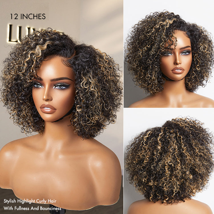 Alisanda Trendy Short Cut Curly Minimalist HD Lace Glueless Side Part Wig 100% Human Hair