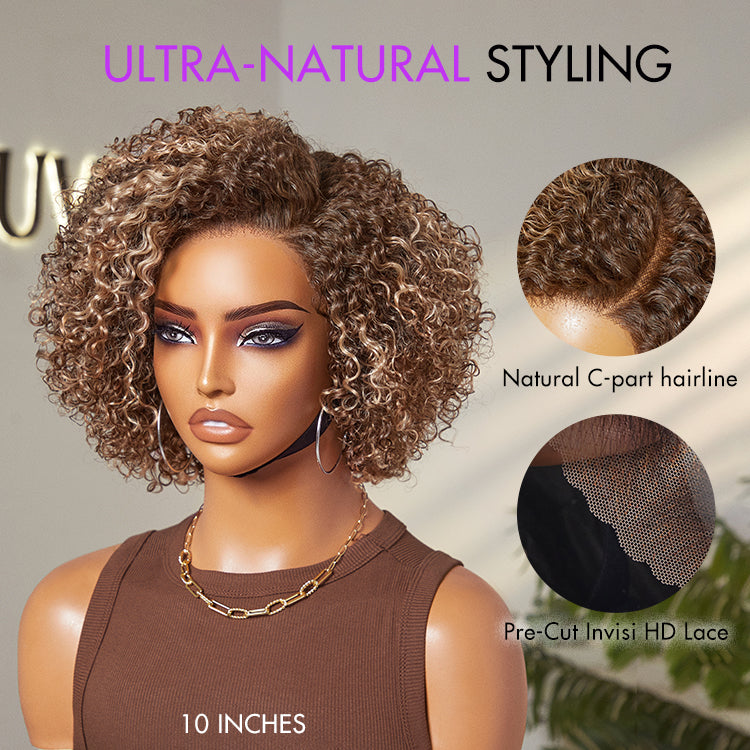 Alisanda Trendy Short Cut Curly Minimalist HD Lace Glueless Side Part Wig 100% Human Hair