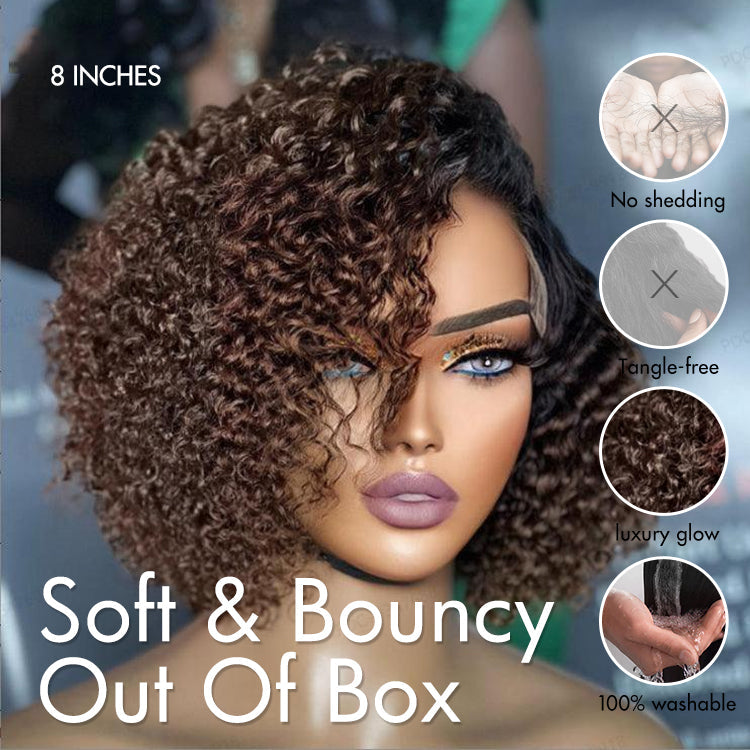 Alisanda Trendy Short Cut Curly Minimalist HD Lace Glueless Side Part Wig 100% Human Hair