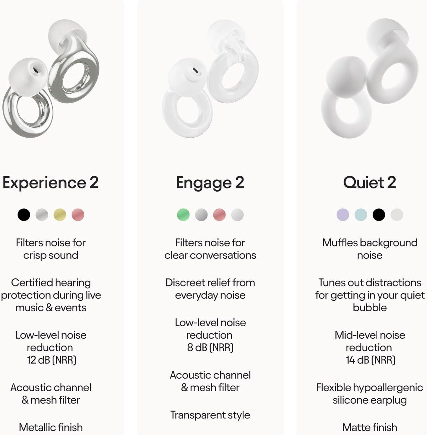 Loop Experience 2 Ear Plugs – Stylish Certified Hearing Protection for Concerts & Festivals, Live Events, Musicians, Sports, DJs and Nightlife – 17dB Noise Reduction Earplugs (High-Fidelity)