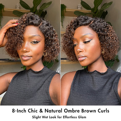 Alisanda Trendy Short Cut Curly Minimalist HD Lace Glueless Side Part Wig 100% Human Hair