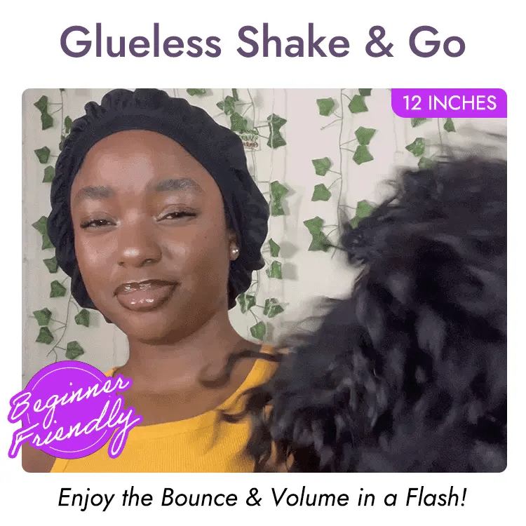Alisanda Beginner Friendly Water Wave Minimalist Lace Glueless Short Curly Wig with Bangs