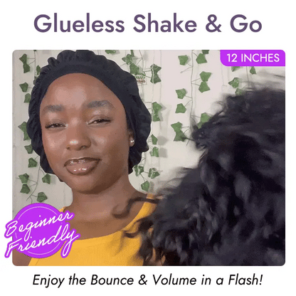 Alisanda Beginner Friendly Water Wave Minimalist Lace Glueless Short Curly Wig with Bangs